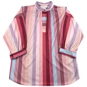 Vintage 80s Amy Lynn for California Striped Dolman Sleeve Blouse Women’s L